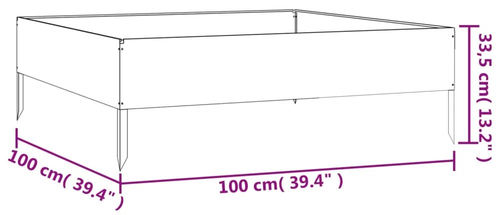 Ζαρντινιέρα 100 x 100 x 33,5 εκ. από Ατσάλι Σκληρυθέν στον Αέρα - Καφέ