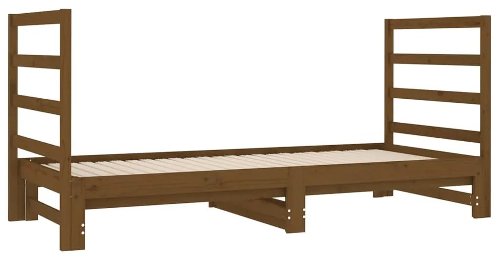 vidaXL Καναπές Κρεβάτι Συρόμενος Μελί 2x(90x190) εκ. Μασίφ Ξύλο Πεύκου