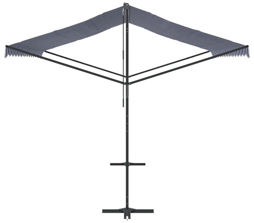 vidaXL Τέντα Μεταφερ. με Βραχίονες Μπλε/Λευκή 400x300 εκ Ύφασμα/Ατσάλι