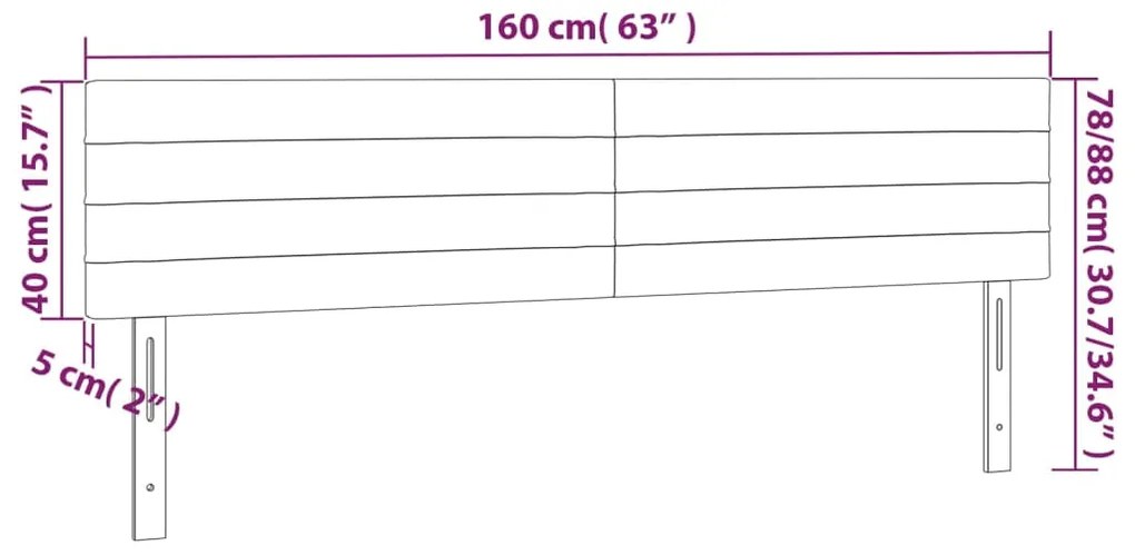 vidaXL Κεφαλάρι Κρεβατιού LED Κρεμ 160x5x78/88 εκ. Υφασμάτινο