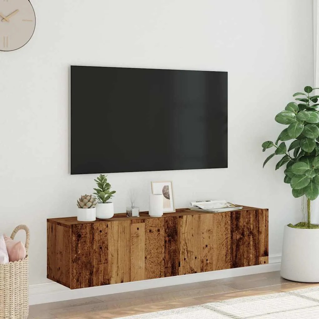 Ντουλάπι Τηλεόρασης Τοίχου Παλιό Ξύλο 120x30x30 εκ Επ. Ξύλο 856020