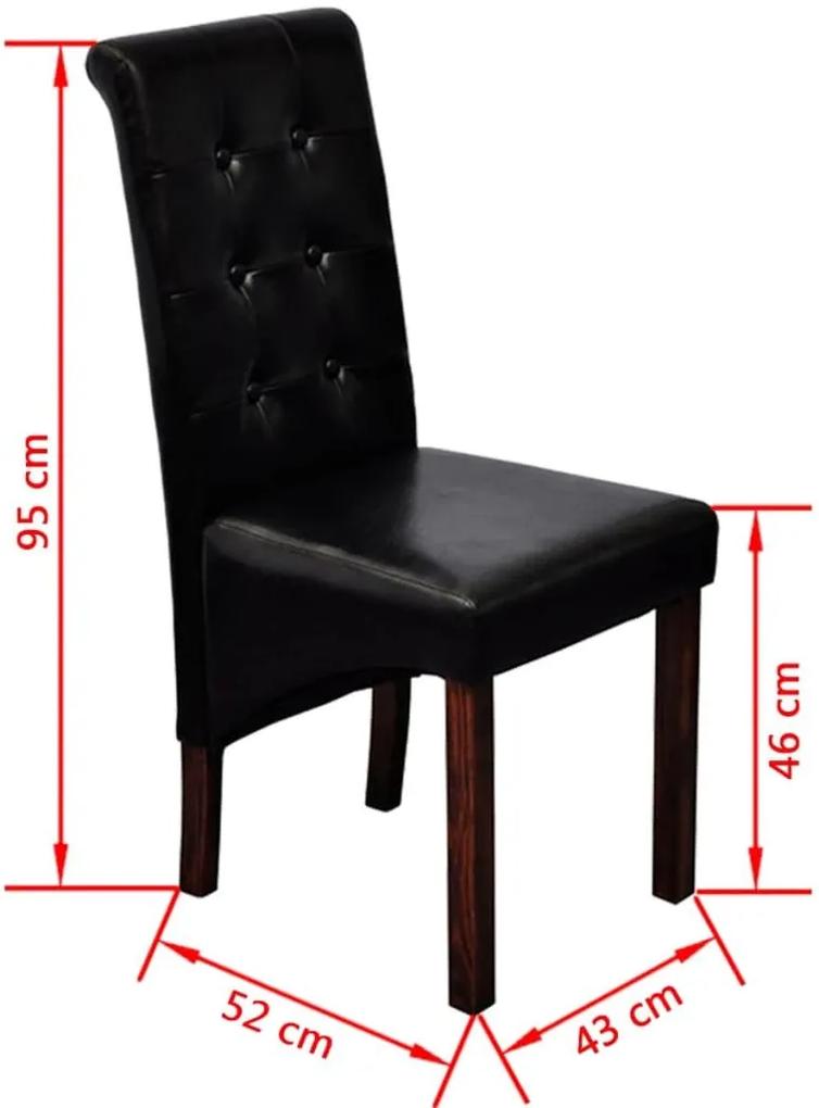Καρέκλες Τραπεζαρίας 4 τεμ. Μαύρες από Συνθετικό Δέρμα - Μαύρο