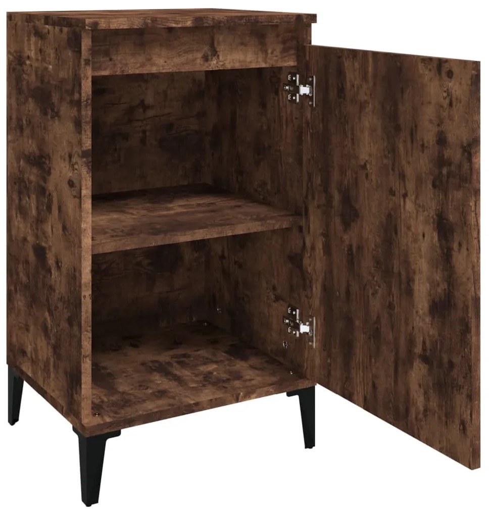 vidaXL Κομοδίνα 2 Τεμ. Καπνιστή Δρυς 40x35x70 εκ. Επεξεργασμένο Ξύλο