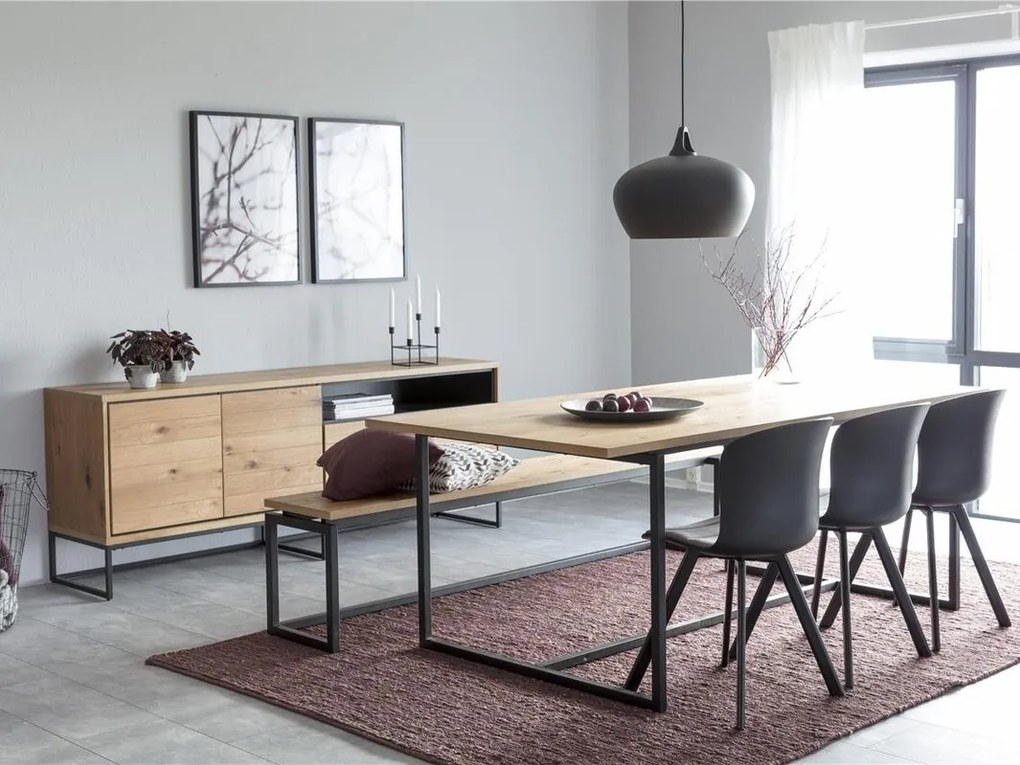 Σιφονιέρα Oakland 302, Άγρια δρυς, Μαύρο, Με συρτάρια και ντουλάπια, Αριθμός συρταριών: 2, 76x198x45cm, 86 kg | Epipla1.gr