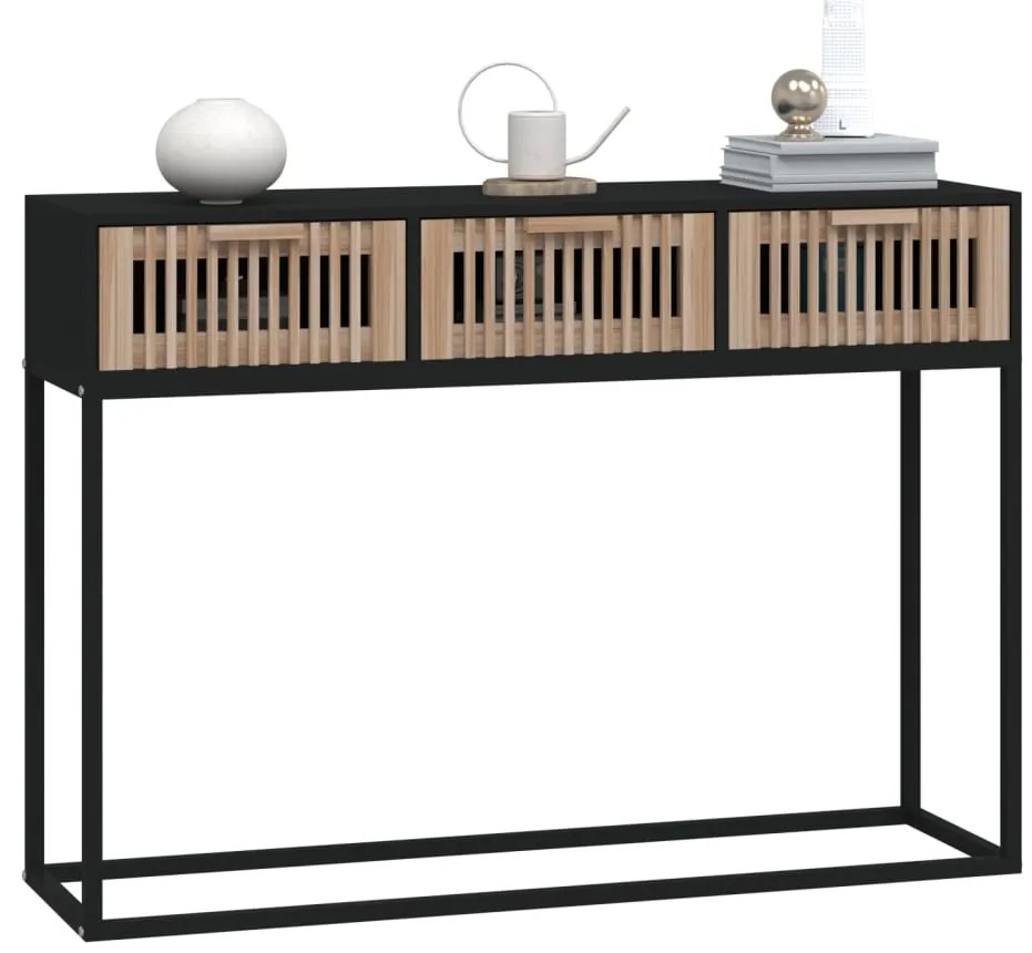 vidaXL Τραπέζι Κονσόλα Μαύρο 105x30x75 εκ Επεξεργασμένο Ξύλο / Σίδηρος