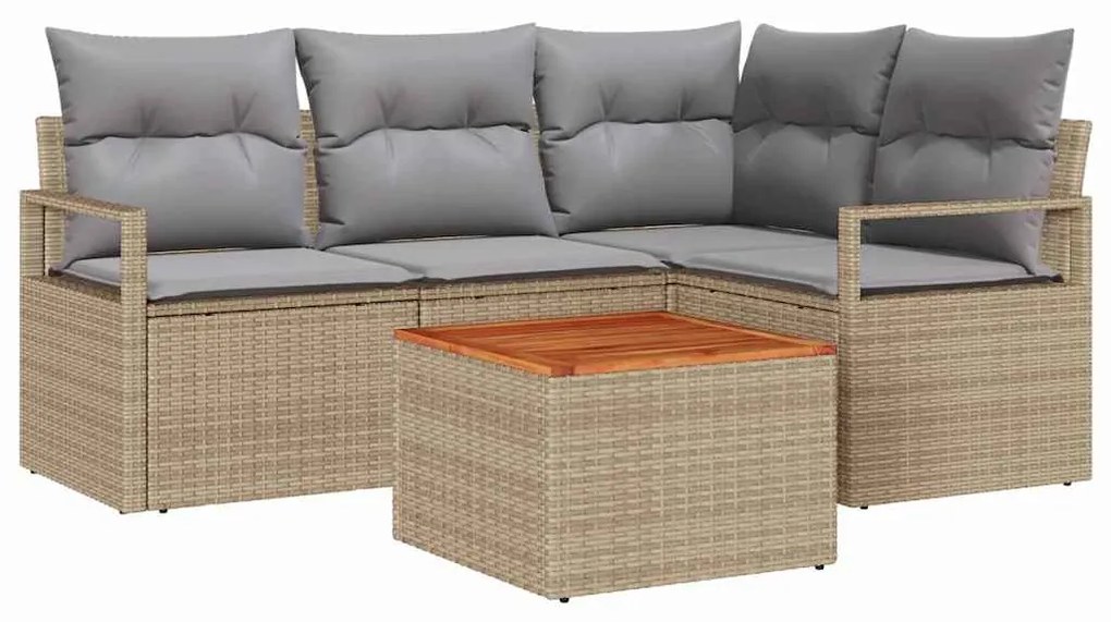 vidaXL Σετ Καναπέ Κήπου 5 pcs μπεζ και ανοιχτό γκρι