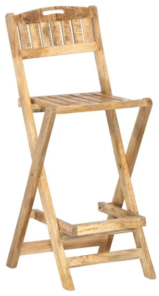 Καρέκλες Μπαρ Πτυσσόμενες 2 τεμ. από Μασίφ Ξύλο Μάνγκο - Καφέ