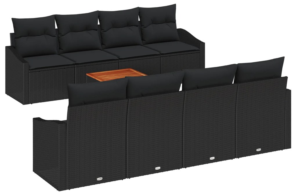 vidaXL Σετ Σαλονιού Κήπου 7 pcs Μαύρο 55 x 55 x 37 εκ Ρατάν, Ξύλο