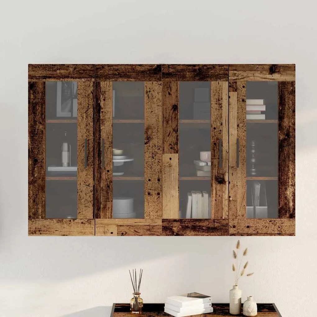 vidaXL Ντουλάπια Τοίχου 2 pcs Παλαιό ξύλο 69.5 x 34 x 90 εκ.
