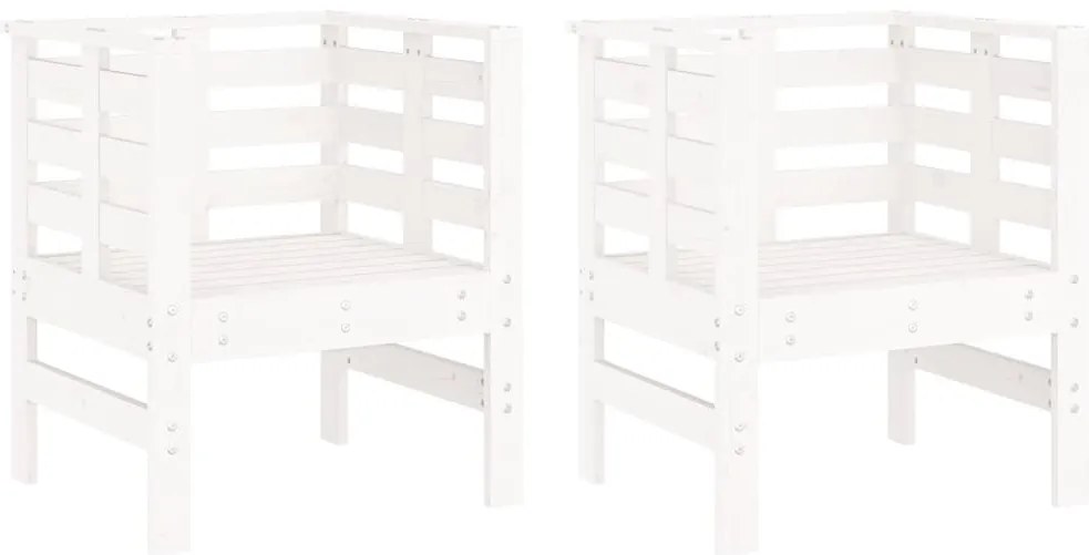 vidaXL Καρέκλες Κήπου 2 τεμ. Λευκές 61,5x53x71 εκ. Μασίφ Ξύλο Πεύκου
