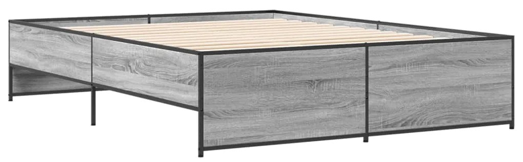 vidaXL Πλαίσιο Κρεβατιού Γκρι Sonoma 140x200 εκ. Επεξ. Ξύλο & Μέταλλο