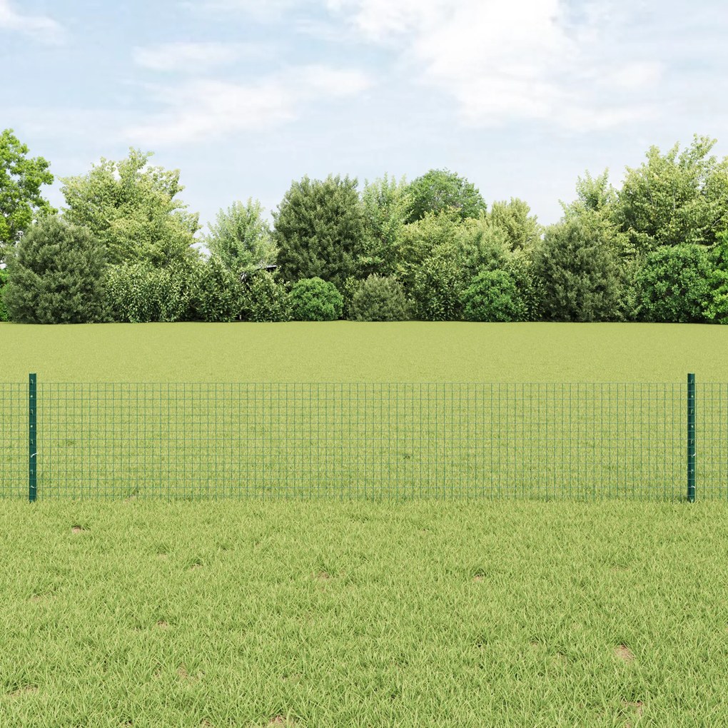vidaXL Welded Wire Fence with 22 U Posts Πράσινος 0.4x50 μ Χάλυβας