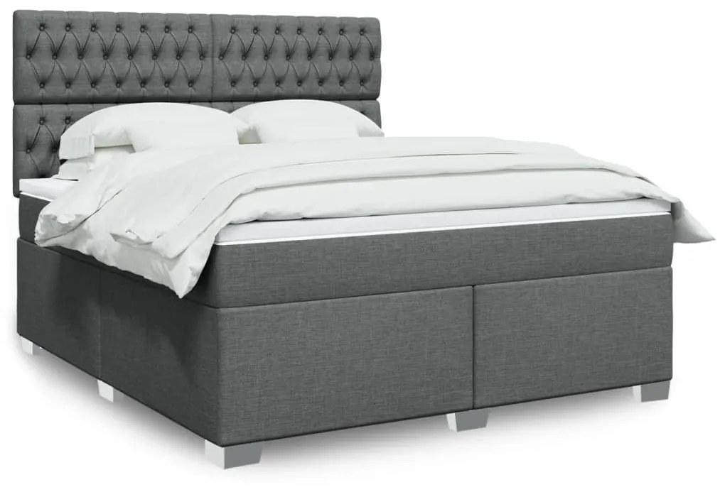 Κρεβάτι Boxspring με Στρώμα Σκούρο Γκρι 180x200 εκ Υφασμάτιν