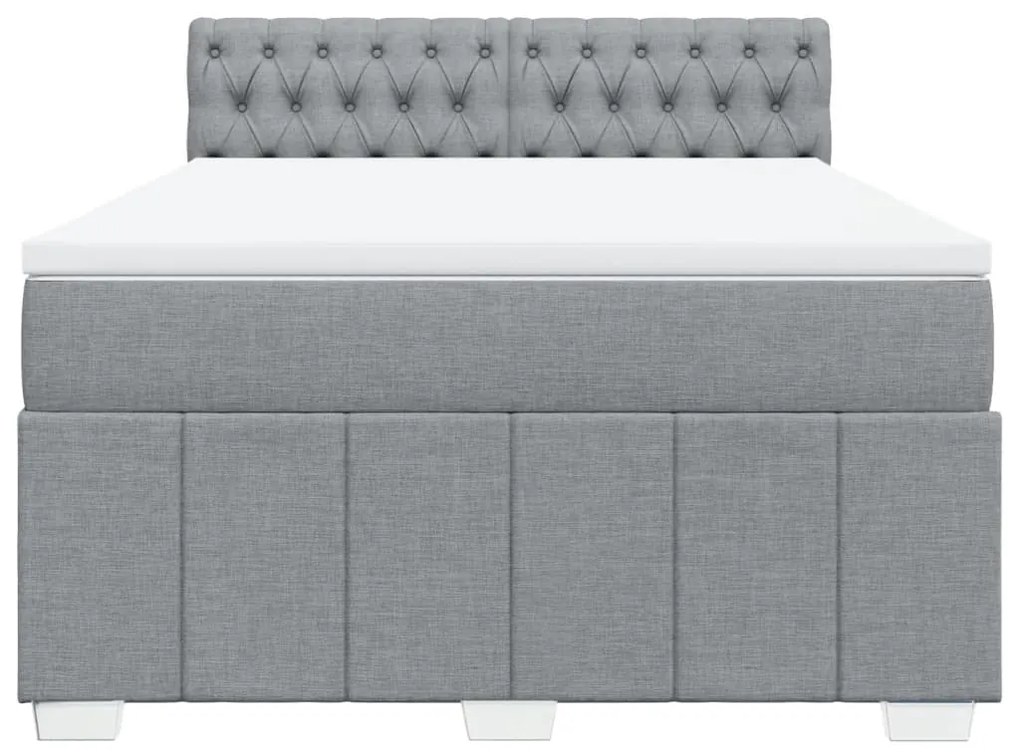 vidaXL Κρεβάτι Boxspring με Στρώμα Ανοιχτό Γκρι 140x200 εκ. Υφασμάτινο