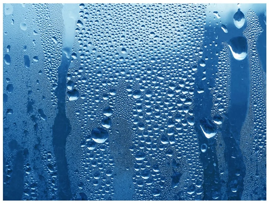 Φωτοταπετσαρία - Water drops on blue glass 200x154