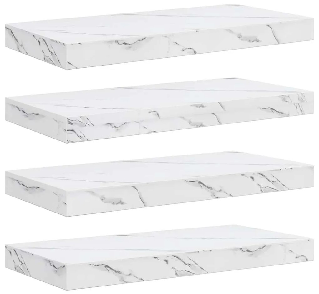 vidaXL Ράφι Τοίχου Επιτοίχιο 4 pcs Λευκό Μάρμαρο 50 x 23,5 x 4 εκ