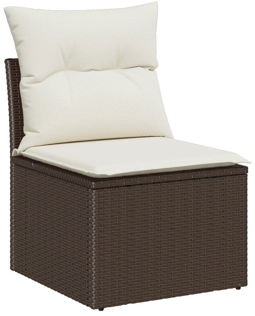 vidaXL 4 Piece Garden Sofa Set με Μαξιλάρια Καφέ Πολυ Ρατάν