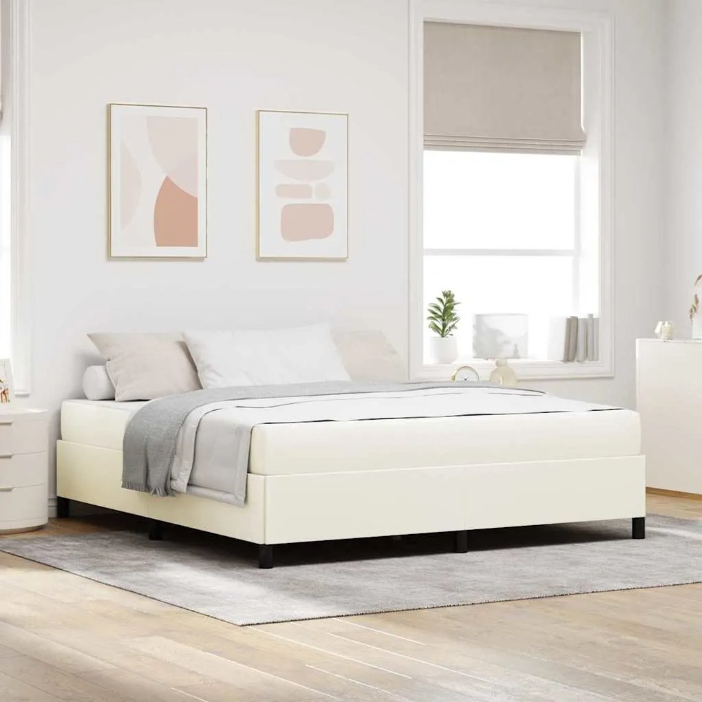 vidaXL Σκελετός Κρεβατιού Άλλο Κρεμ 180 x 200 cm Βελούδο