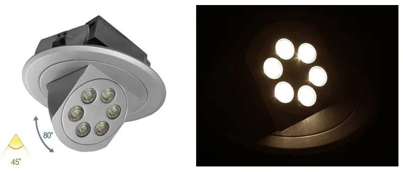 Χωνευτό Σποτ Οροφής-Τοίχου Κινητό LED 3W Ασημί 21-76345600 Lumen-21-76345600-Ασημί 21-76345600