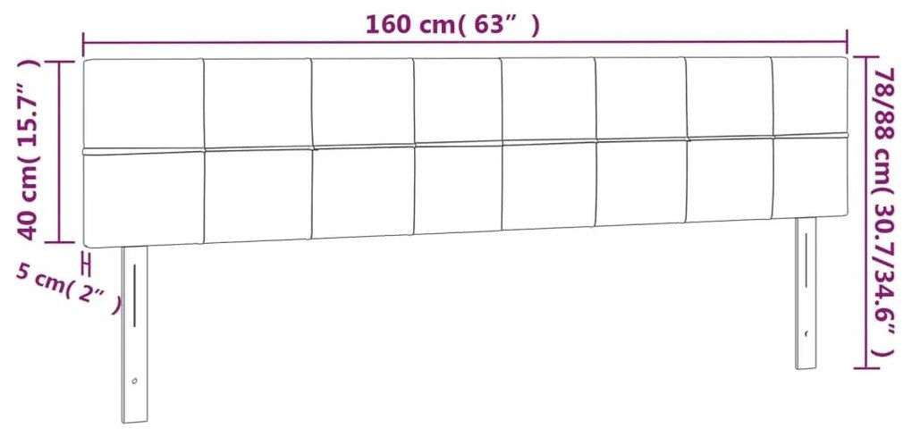 Κεφαλάρια Κρεβατιού 2 τεμ. Σκ. Γκρι 80 x 5 x 78/88εκ. Βελούδινο - Γκρι