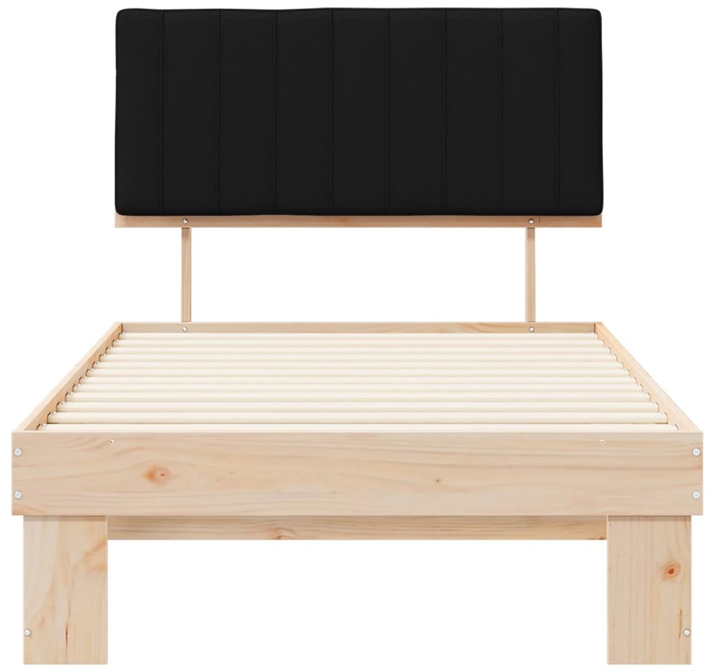 vidaXL Σκελετός Κρεβατιού με Επενδεδυμένο Κεφαλάρι Μαύρο 100 x 200 cm