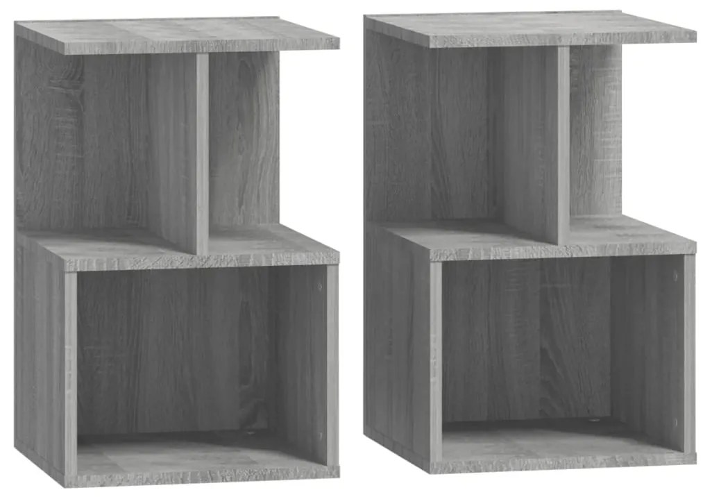 vidaXL Κομοδίνα 2 Τεμ. Γκρι Sonoma 35x35x55 εκ. από Επεξεργασμένο Ξύλο