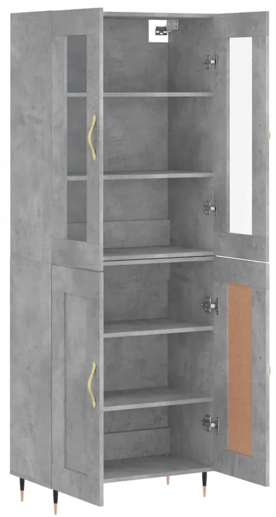 vidaXL Ντουλάπι Γκρι Σκυροδέματος 69,5x34x180 εκ. Επεξεργασμένο Ξύλο