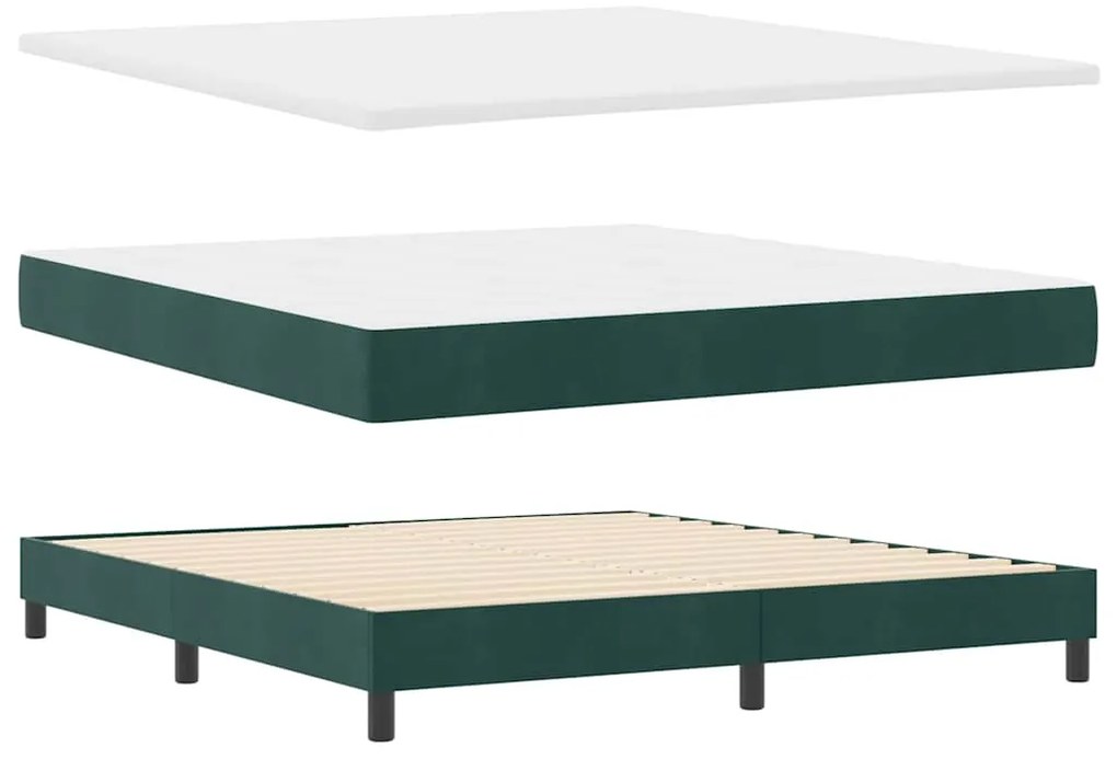 vidaXL Κρεβάτι με ελατήρια Σκούρο πράσινο 180 x 200 cm Βελούδο