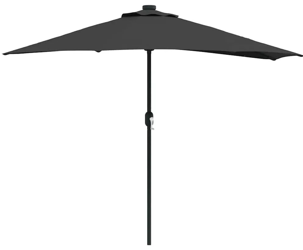 vidaXL Ομπρέλα Κήπου Μαύρο 294 x 150 x 224 εκ Πολυεστέρας και Χάλυβας