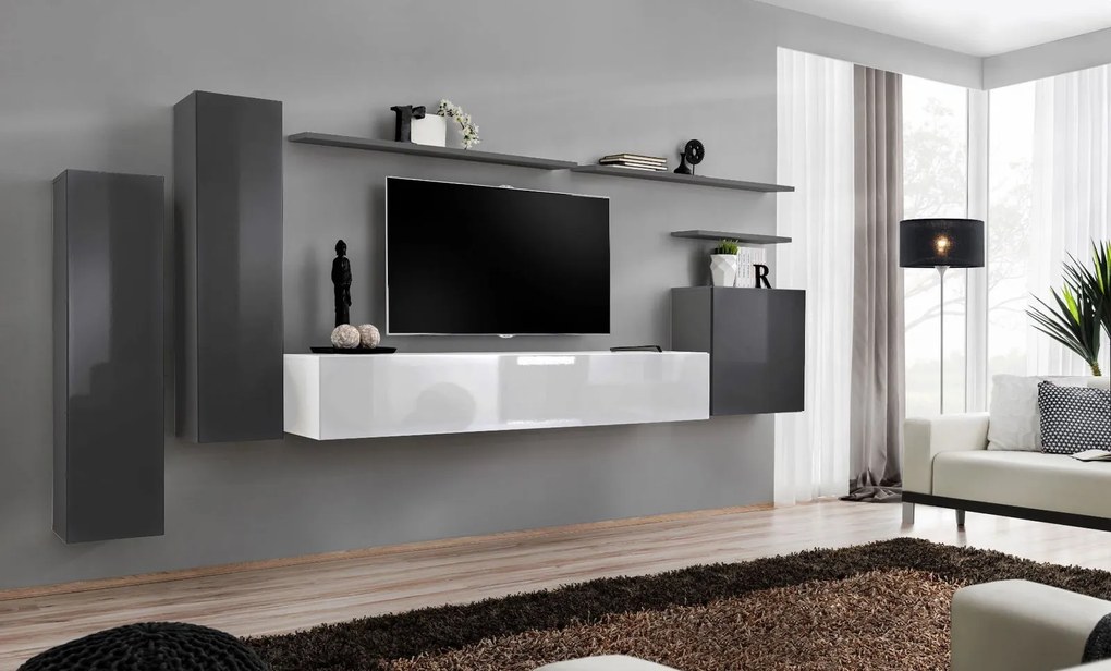 Σύνθετο σαλονιού Swiss I-Γκρι - Λευκό