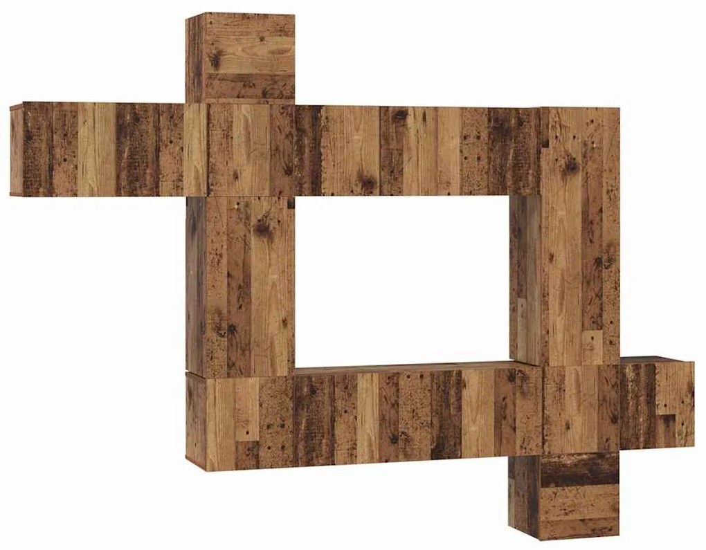 vidaXL Σετ επίπλου τηλεόρασης 10 pcs Παλαιό ξύλο 30.5 x 30 x 90 cm