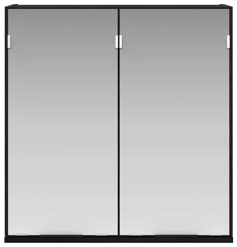 vidaXL Ντουλάπα Καθρέφτη Μαύρη Οξυά 64 x 20 x 67 εκ Επεξεργασμένο ξύλο