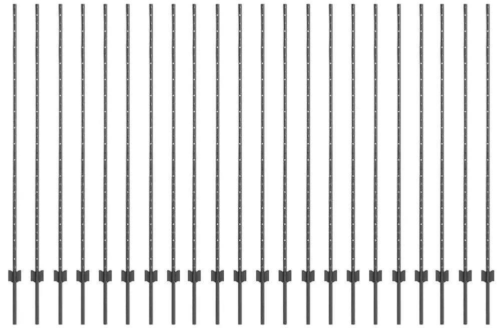 vidaXL Ασημένιοι Πόλοι Φράχτη 44 pcs Γκρι Μέταλλο