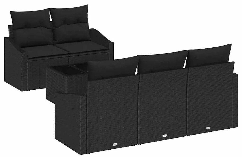 vidaXL Σετ Καναπέ Κήπου με μαξιλάρι 6 pcs Μαύρο 55 x 55 x 37 εκ