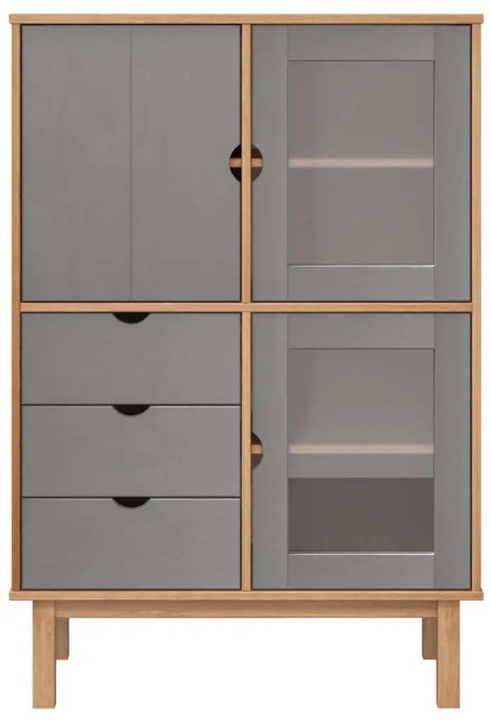 vidaXL Ντουλάπι OTTA Καφέ &amp; Γκρι 85x43x125 εκ. από Μασίφ Ξύλο Πεύκου