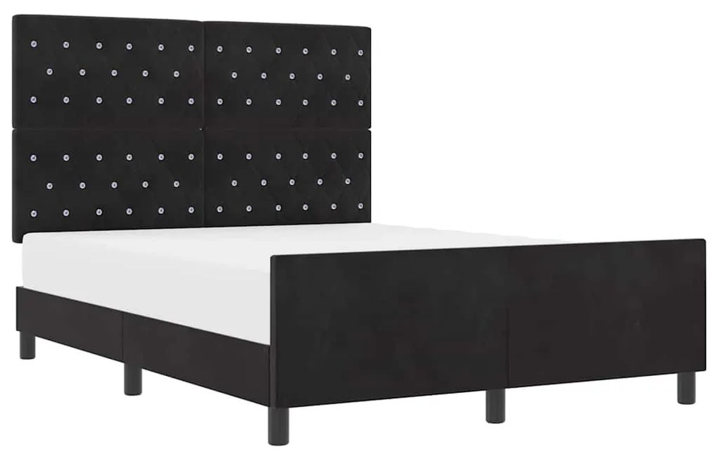 vidaXL Σκελετός Κρεβατιού με κεφαλάρι Μαύρο 140 x 200 cm Βελούδο