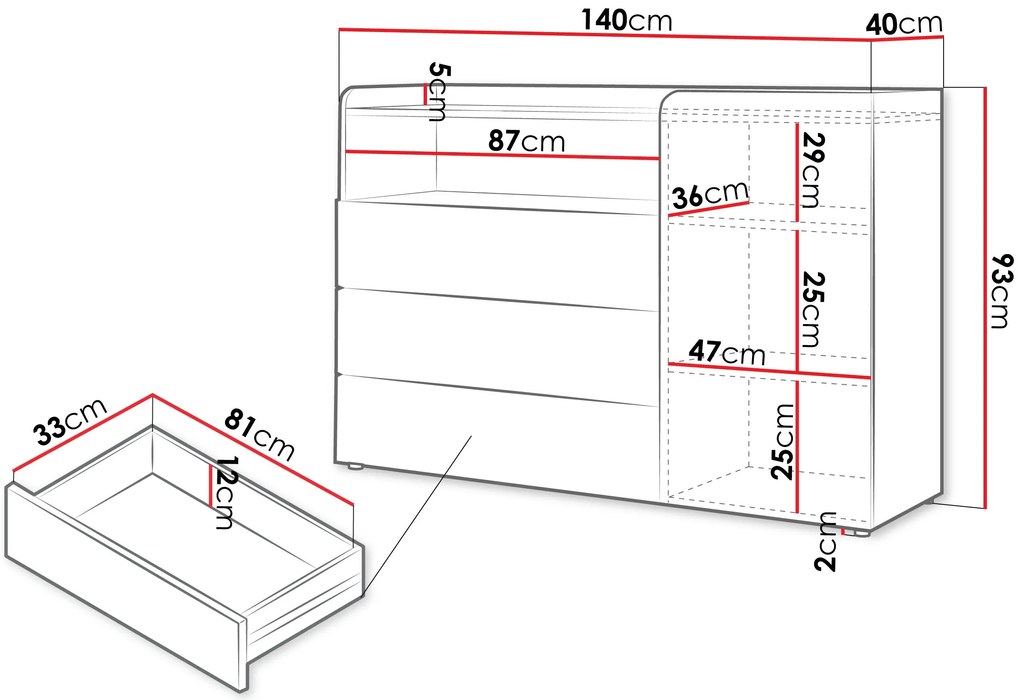 Συρταριέρα Yuki 1D 3S plus-Korali