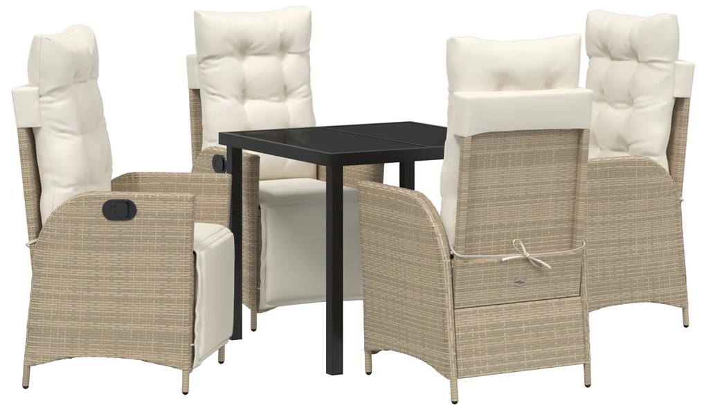 vidaXL Σετ 5 Τεμαχίων ΜDining του Κήπου Μπεζ Poly Rattan