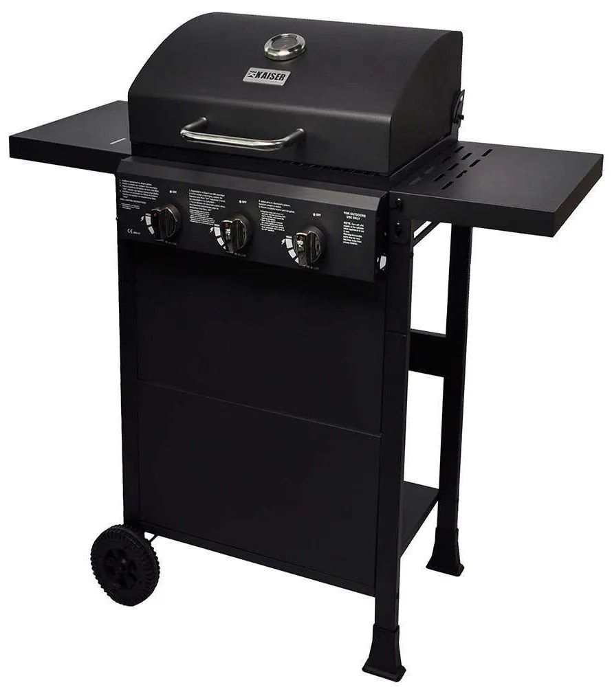 Ψησταριά Υγραερίου 3 Καυστήρων Gas Bbq Intro GB-P300 107x50x102cm Black Kaiser Ανοξείδωτο Ατσάλι