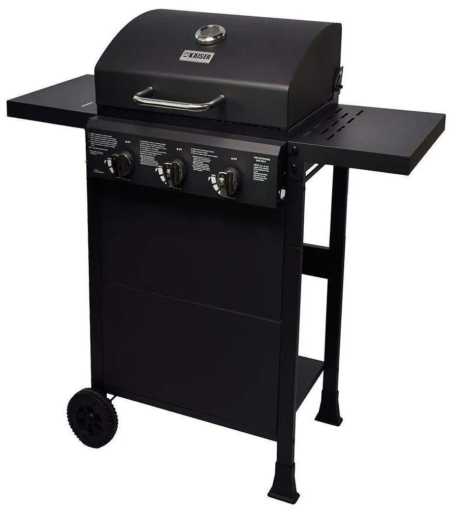 Ψησταριά Υγραερίου 3 Καυστήρων Gas Bbq Intro GB-P300 107x50x102cm Black Kaiser Stainless Steel