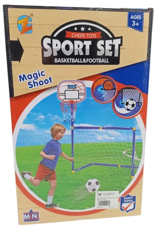 ΠΑΙΔΙΚΟ ΠΑΙΧΝΙΔΙ ΠΟΔΟΣΦΑΙΡΟ ΚΑΙ ΜΠΑΣΚΕΤ 2ΣΕ1 YX-1906-YX-1906