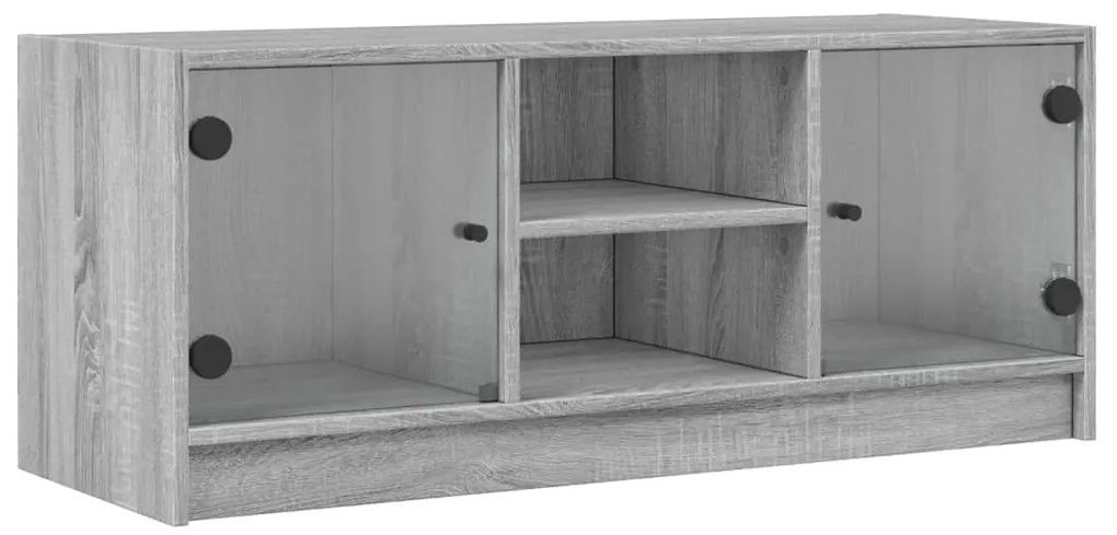 vidaXL Έπιπλο Τηλεόρασης Sonoma Γκρι 102x37x42 εκ. με Γυάλινες Πόρτες