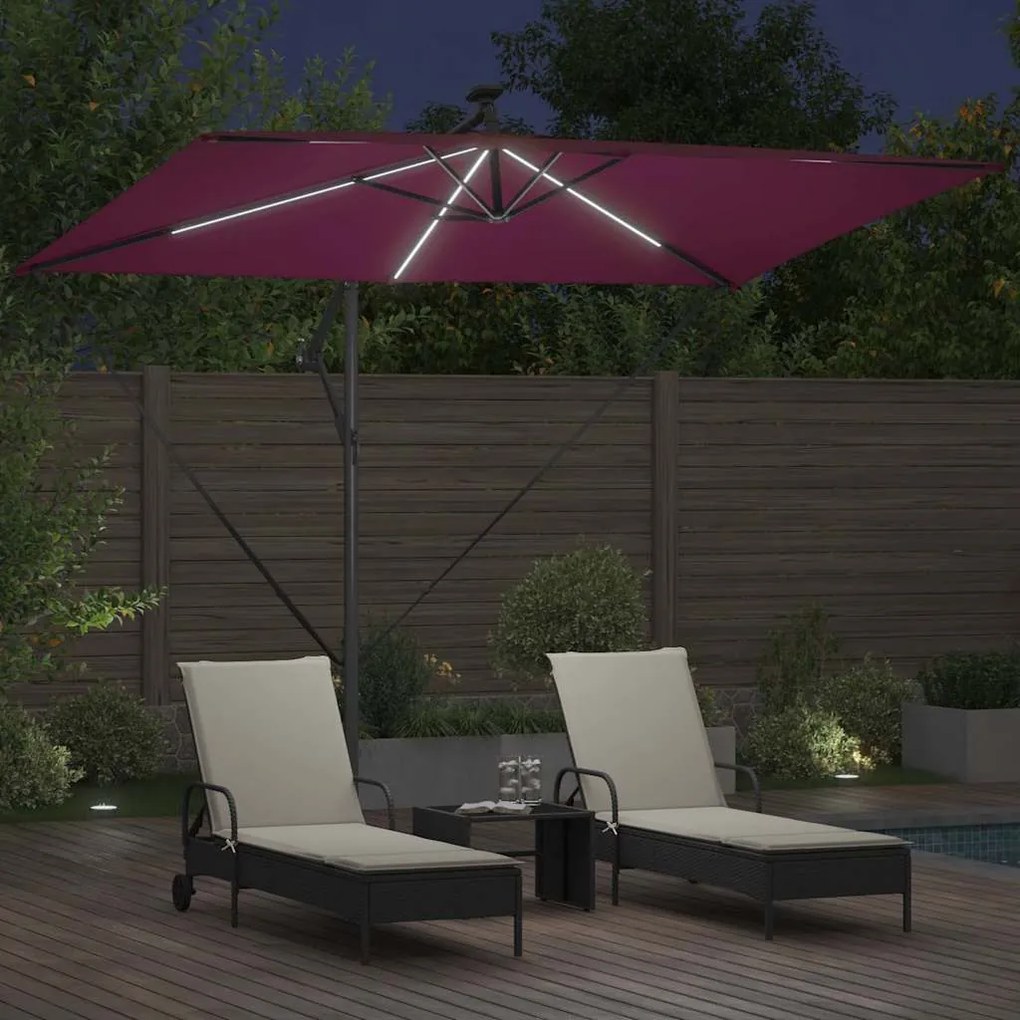 vidaXL Ομπρέλα Cantilever Banana Μπορντό 294 x 200 x 254 εκ.