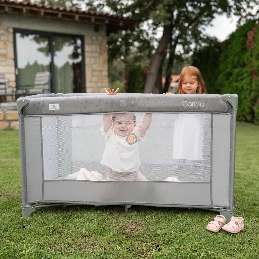 Παρκοκρέβατο  Carina 1 Layer Grey Stars 10080662416 Lorelli