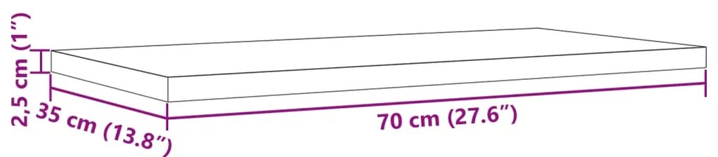 Επιφάνειες Τραπεζιού Ορθογώνιες 2 τεμ. 70x35x2,5 εκ Μασίφ Πεύκο - Καφέ
