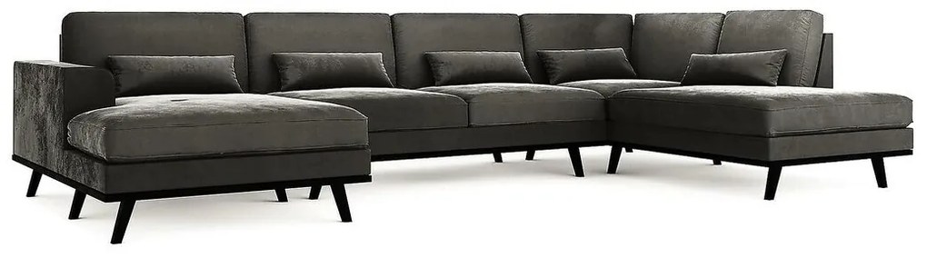 Γωνιακός Καναπές Seattle K101, Γκρι, 351x202x85cm, Πόδια: Ξύλο, Ξύλο: Πεύκο | Epipla1.gr