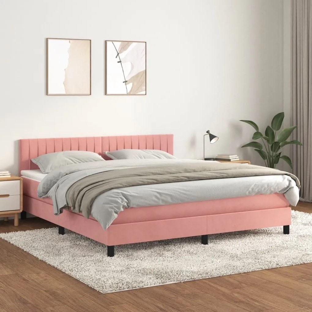 ΚΡΕΒΑΤΙ BOXSPRING ΜΕ ΣΤΡΩΜΑ ΡΟΖ 160X200 ΕΚ. ΒΕΛΟΥΔΙΝΟ 3141436