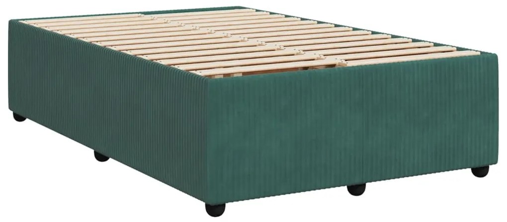 vidaXL Κρεβάτι Boxspring με Στρώμα Σκούρο Πράσινο 120x200εκ. Βελούδινο