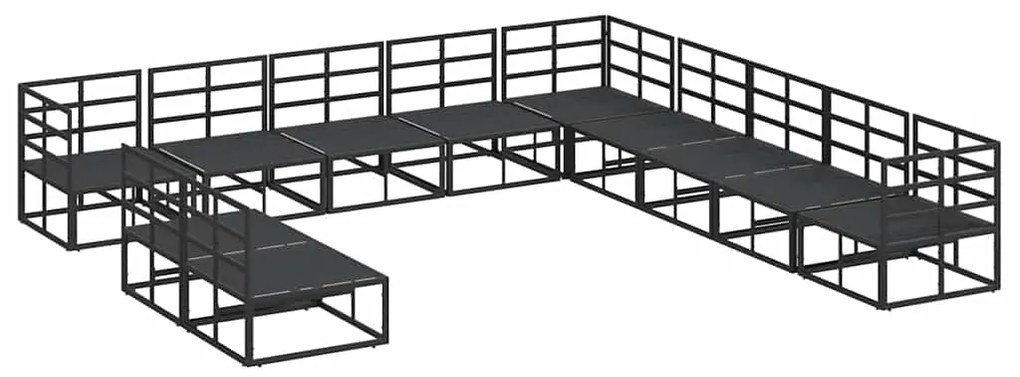 vidaXL Σετ Καναπέ Κήπου με μαξιλάρι 11 pcs Μαύρο Αλουμίνιο