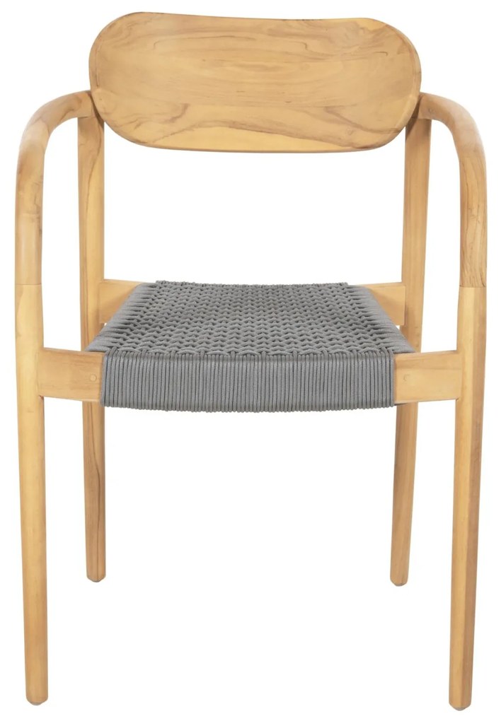 Πολυθρόνα OSLO Ξύλο Teak Φυσικό και Γκρί Σχοινί 55x54x80Yεκ. 55x54x80 εκ.